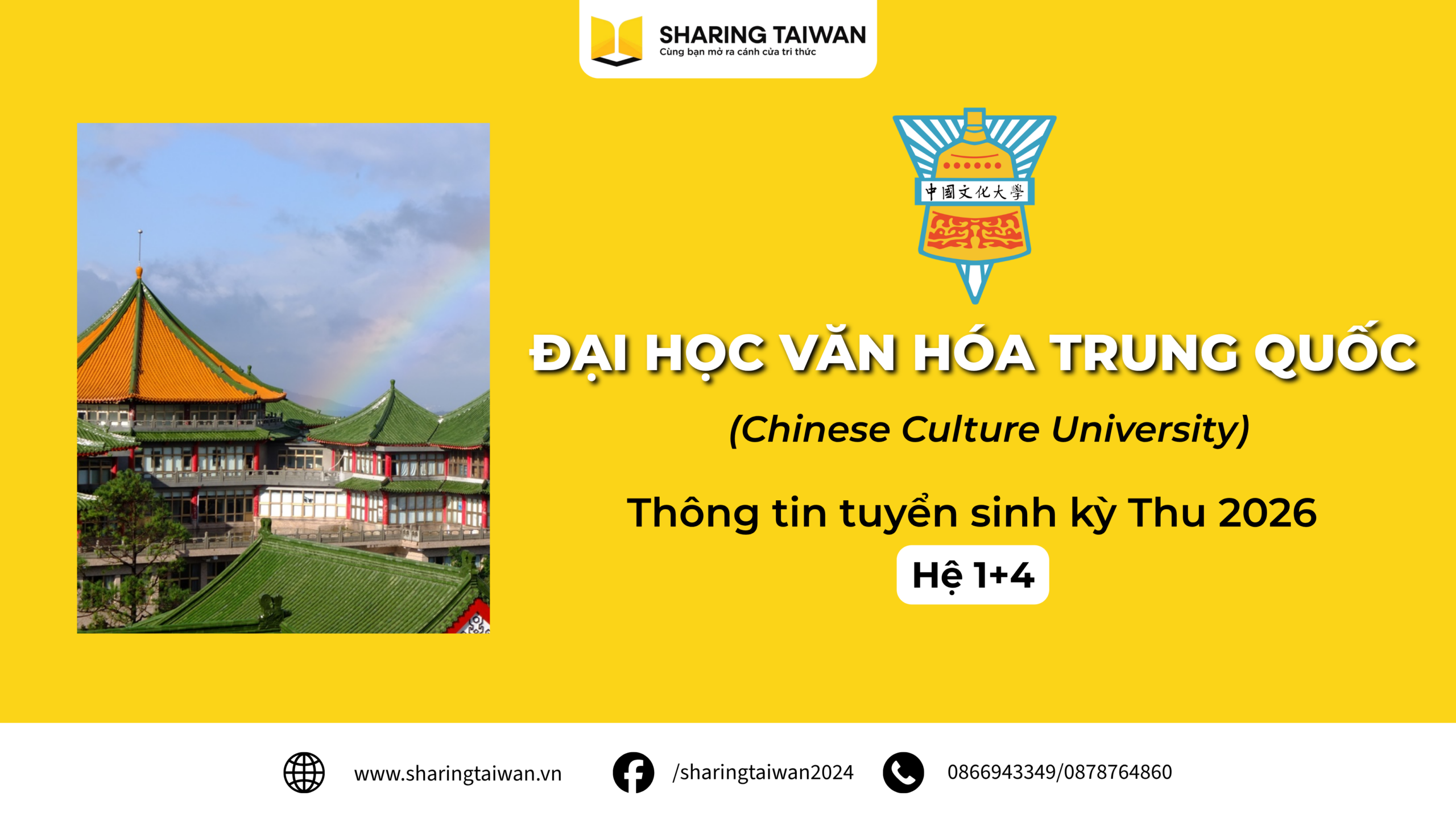 Đại Học Văn Hóa Trung Quốc (CCU) Kỳ Thu 2026: Hệ 1+4